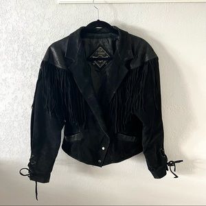 Classic Black Fringe Suede Jacket